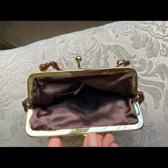 La Regale Vintage Brown Beaded Small Purse - Picture 7 of 7